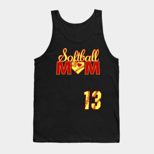 Softball Mom #13 Softball Jersey Favorite Player Biggest Fan Heart Thirteen Tank Top